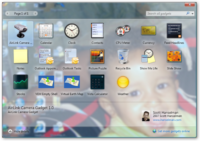 Windows gadgets picture